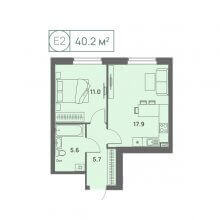 2-комн. евро квартира в ЖК Новый Парковый, 40.20 м²