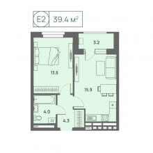 2-комн. евро квартира в ЖК Новый Парковый, 39.40 м²