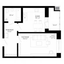 1-комн. квартира в ЖК Смарт сити, 37.98 м²