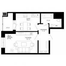 1-комн. квартира в ЖК Смарт сити, 39.90 м²