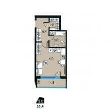 Студии в ЖК Эволюция, 33.40 м²