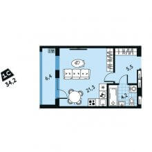Студии в ЖК Эволюция, 34.20 м²