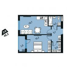 2-комн. евро квартира в ЖК Эволюция, 48.50 м²