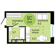 Студии в ЖК Красное яблоко, 21.60 м²