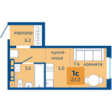 Студии в ЖК Патриот, 22.20 м²