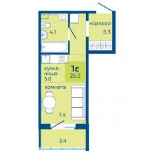 Студии в ЖК Патриот, 26.20 м²