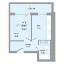 1-комн. квартира в ЖК Мастер квартал, 31.45 м²