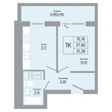 1-комн. квартира в ЖК Мастер квартал, 31.28 м²