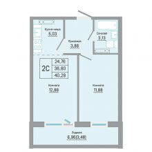 2-комн. евро квартира в ЖК Мастер квартал, 40.28 м²