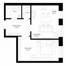 2-комн. евро квартира в ЖК Смарт сити, 45.90 м²