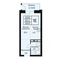 Студии в ЖК Венто, 22.00 м²