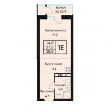 Студии в ЖК Венто, 28.50 м²