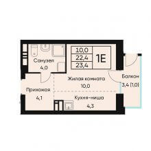 Студии в ЖК Венто, 23.40 м²