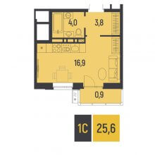 Студии в ЖК Новатор, 25.60 м²