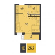 Студии в ЖК Новатор, 26.70 м²