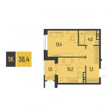 1-комн. квартира в ЖК Новатор, 36.40 м²
