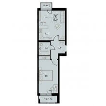 2-комн. евро квартира в ЖК Биография, 45.90 м²
