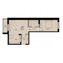 2-комн. евро квартира в ЖК Биография, 56.30 м²