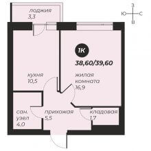 1-комн. квартира в ЖК Танго, 39.60 м²