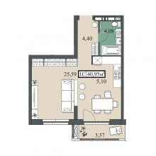 Студии в ЖК Гуд Стайл, 40.95 м²