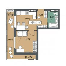 1-комн. квартира в ЖК Гуд Стайл, 35.21 м²