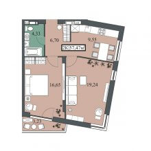 2-комн. квартира в ЖК Гуд Стайл, 59.65 м²