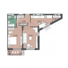 2-комн. квартира в ЖК Гуд Стайл, 58.54 м²