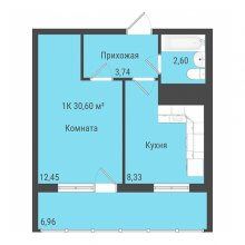 1-комн. квартира в ЖК Ближе, 30.60 м²