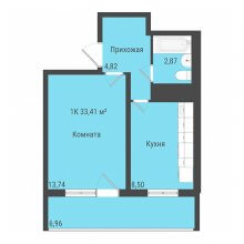 1-комн. квартира в ЖК Ближе, 33.41 м²