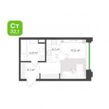 Студии в ЖК Городские кварталы Талан, 32.10 м²