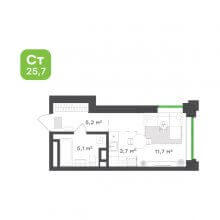 Студии в ЖК Городские кварталы Талан, 25.70 м²