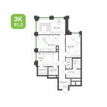 3-комн. квартира в ЖК Городские кварталы Талан, 81.50 м²