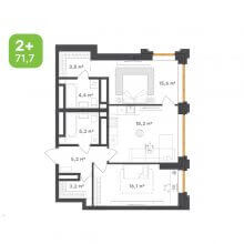 3-комн. евро квартира в ЖК Городские кварталы Талан, 71.70 м²