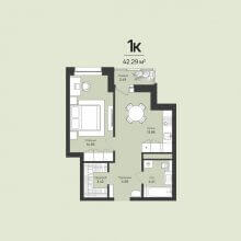 1-комн. квартира в ЖК Садовый квартал, 42.29 м²