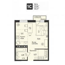 Студии в ЖК Настроение, 34.27 м²