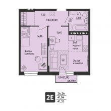 2-комн. евро квартира в ЖК Настроение, 41.33 м²