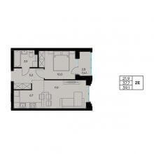 2-комн. евро квартира в ЖК Порта 21, 39.10 м²