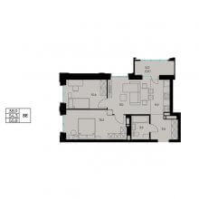 3-комн. евро квартира в ЖК Порта 21, 55.80 м²
