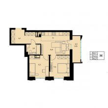3-комн. евро квартира в ЖК Порта 21, 56.20 м²
