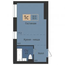Студии в ЖК Альфа дом на Оборонщиков, 6, 32.00 м²