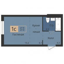 Студии в ЖК Альфа дом на Оборонщиков, 6, 27.90 м²