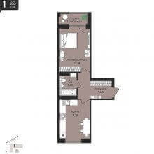 1-комн. квартира в ЖК Дом на Писарева, 8, 37.16 м²