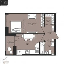 1-комн. квартира в ЖК Дом на Писарева, 8, 35.65 м²