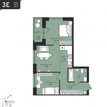 3-комн. евро квартира в ЖК Дом на Писарева, 8, 48.41 м²