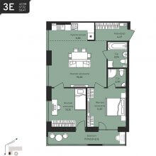 3-комн. евро квартира в ЖК Дом на Писарева, 8, 59.47 м²