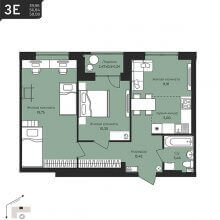 3-комн. евро квартира в ЖК Дом на Писарева, 8, 58.08 м²