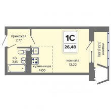 Студии в ЖК Начало, 26.48 м²
