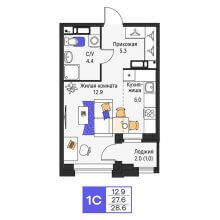 Студии в ЖК Моменты, 28.60 м²