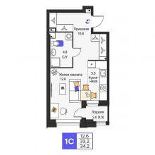 Студии в ЖК Моменты, 34.20 м²