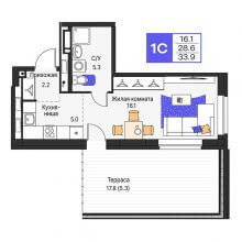 Студии в ЖК Моменты, 33.90 м²